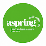 Aspring Health white lettering inside a green circle