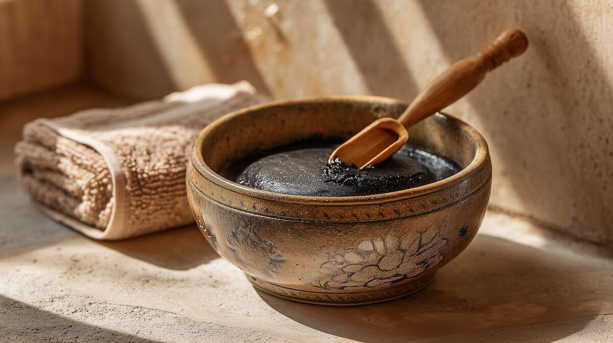 Traditional black soap preparation - Hammam Karima